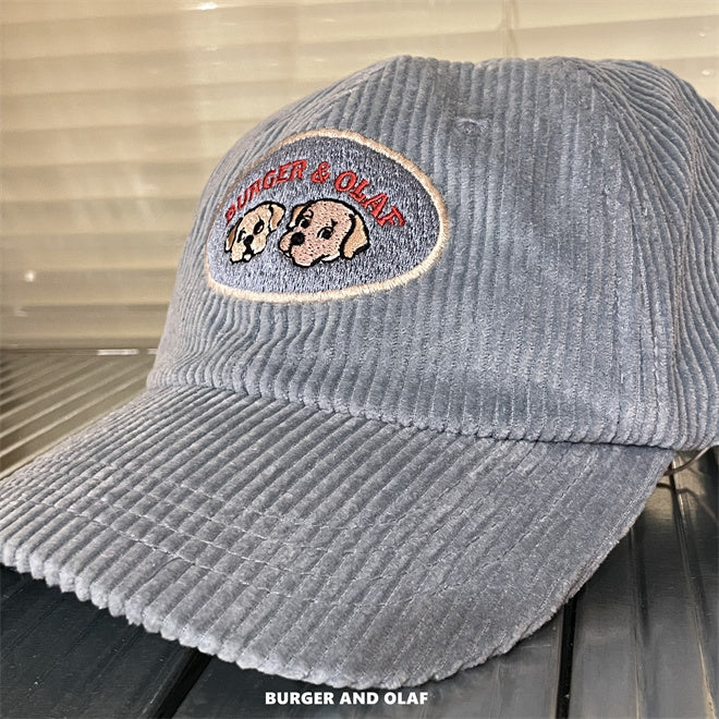 レトロテイスト 刺繍ロゴ コーデュロイ キャップ BOCA-001