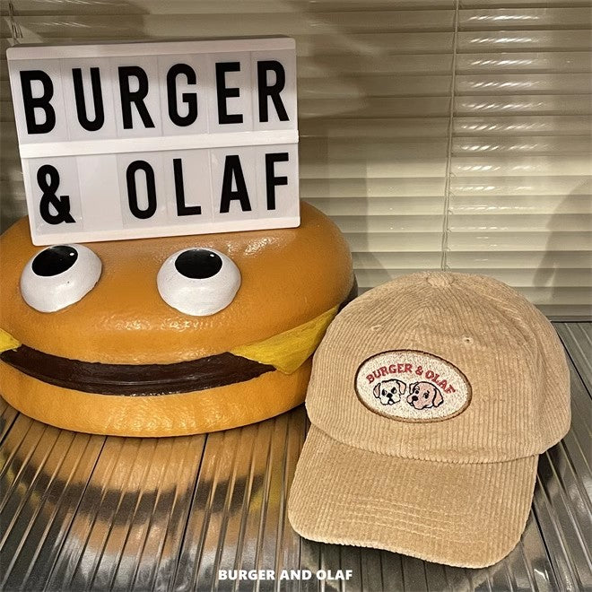 レトロテイスト 刺繍ロゴ コーデュロイ キャップ BOCA-001