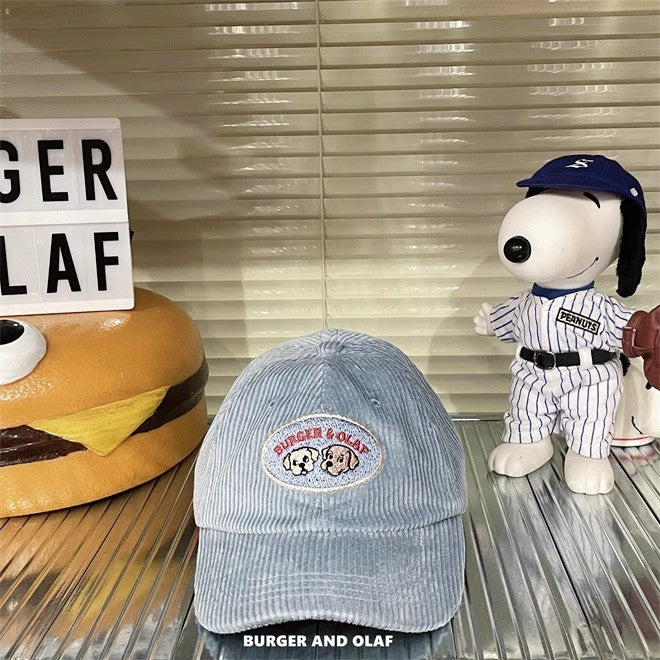 レトロテイスト 刺繍ロゴ コーデュロイ キャップ BOCA-001
