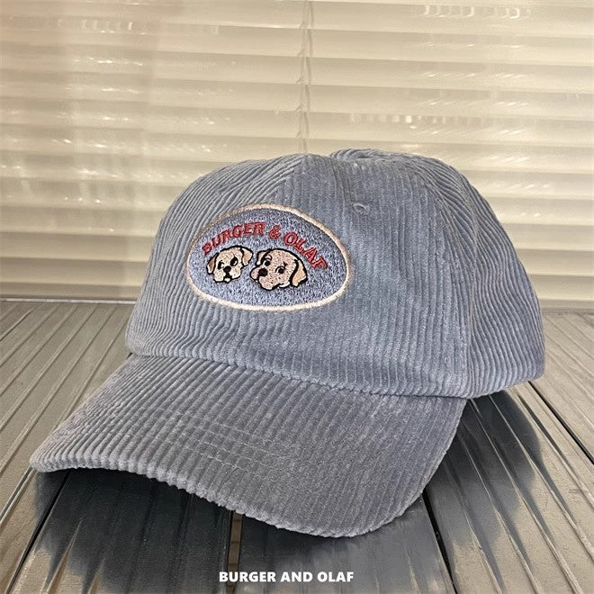 レトロテイスト 刺繍ロゴ コーデュロイ キャップ BOCA-001