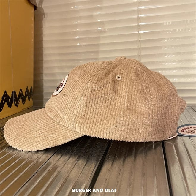 レトロテイスト 刺繍ロゴ コーデュロイ キャップ BOCA-001