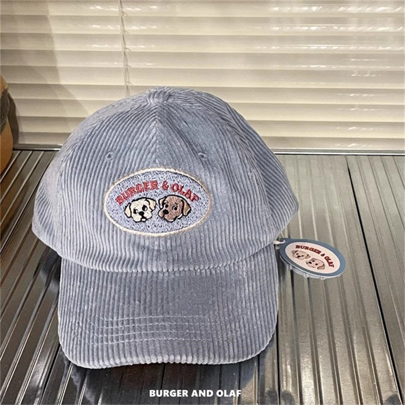 レトロテイスト 刺繍ロゴ コーデュロイ キャップ BOCA-001