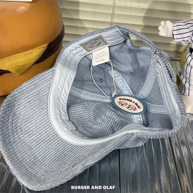 レトロテイスト 刺繍ロゴ コーデュロイ キャップ BOCA-001